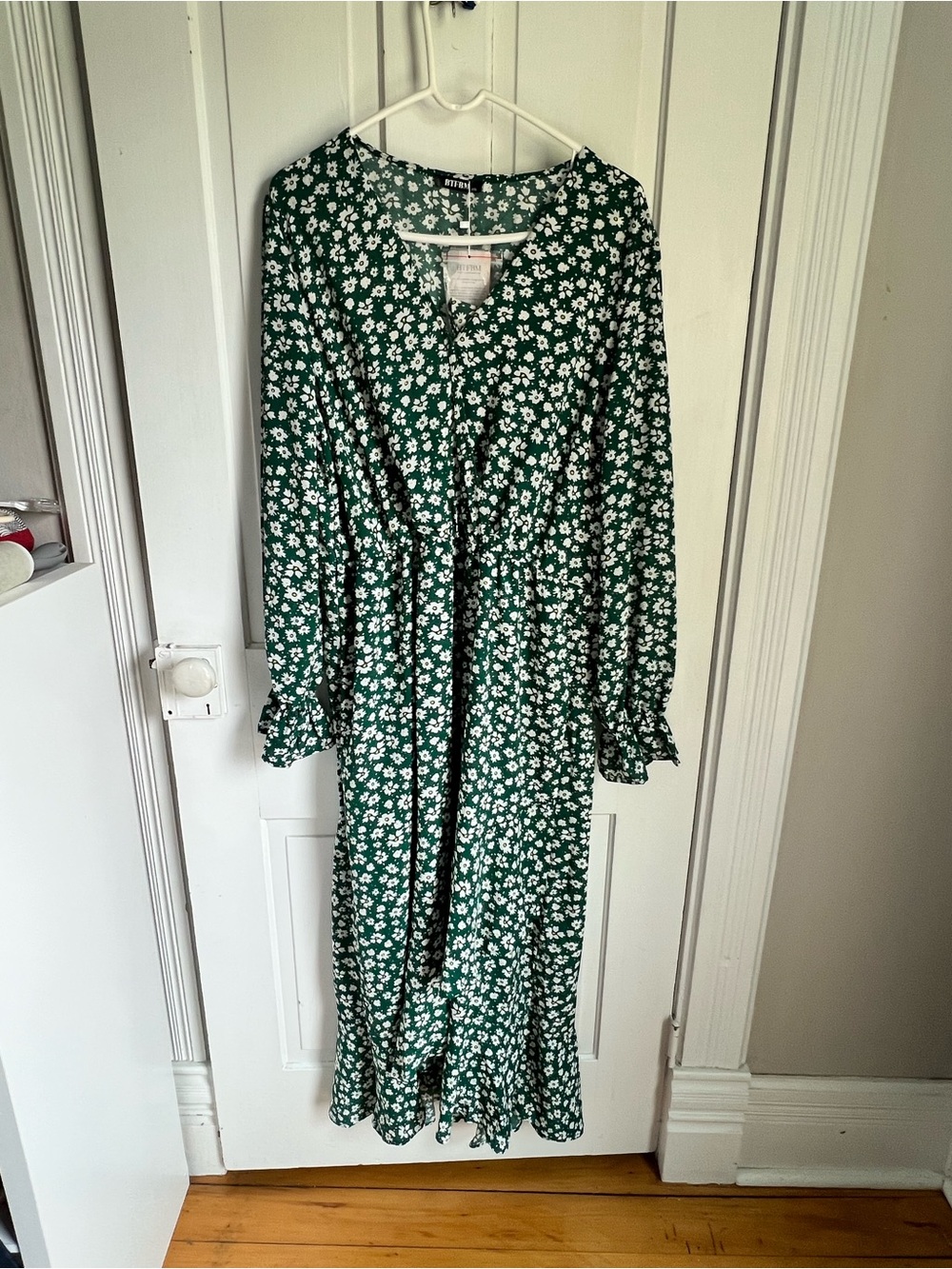 BTFBM Women's Green Floral Long-Sleeve Midi Dress by H&M size XXL